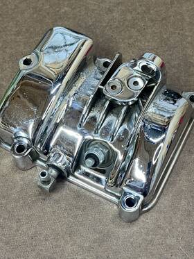 34466-82 Harley-davidson Genuine Top Transmission Cover Oem -chrome Fxr Fxrs