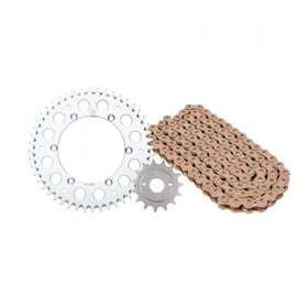 1878850215 Primary Drive Alloy Kit And Gold Plated Mx Race Chain Silver Rear Sprocket