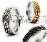 Men Stainless Steel Ring With Chain Link Inlay 8MM. Fixed Price $9.99.