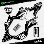 Black & White Smokin Racing Graphics Kit Fits Kawasaki 10-25. Fixed Price $59.99.