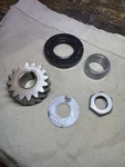 1967 Suzuki B100P Drive Gear 21111-07000 + Spacer/washer/crank Shaft Bolt. Fixed Price $20.00.