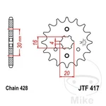 Jt Sprockets Coarse Gear Transmission Pinion 16T 428 16/20. Fixed Price $28.42.