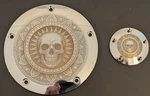Custom Engraved Derby Cover And Timing Skull Set Fits Harley Davidson. Fixed Price $133.25.