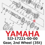 New Yamaha Genuine 1998-2005 R1 FZ1 Gear, 2ND Wheel (35T) 5JJ-17221-00-00. Fixed Price $149.99.
