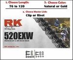 Rk Chains 520 Exw Xring Drive Natural Or Gold Clip Rivet Master Link. Fixed Price $112.10.