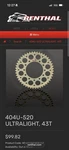 Renthal Rear Sprocket Hard Anodized / 43T 404U-520-43P-HA. Fixed Price $80.00.