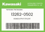 Kawasaki Genuine Gear,output 5TH,24T 13262-0502. Fixed Price $57.05.