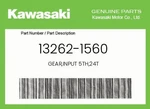 Kawasaki Genuine Gear,input 5TH,24T 13262-1560. Fixed Price $122.19.