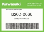 Kawasaki Genuine Gear,input 4TH,23T 13262-0666. Fixed Price $64.05.